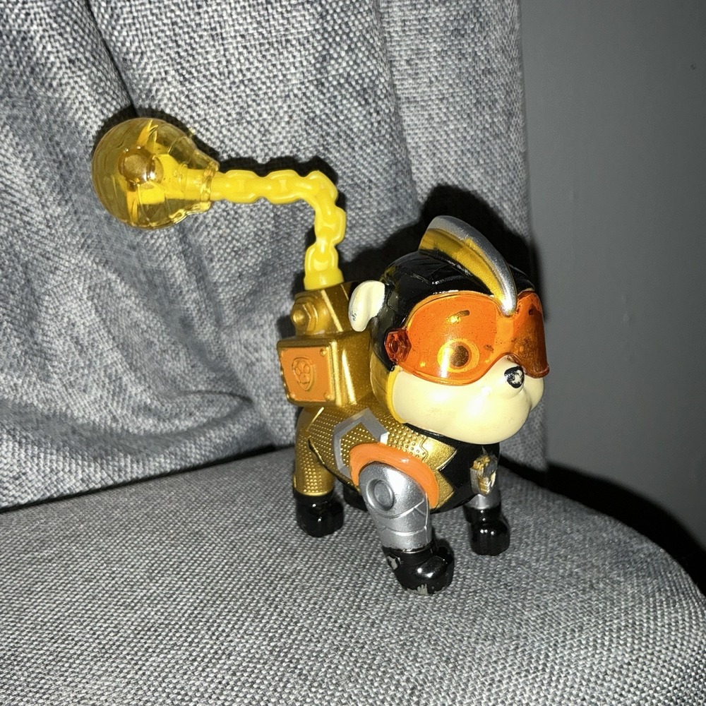 Paw Patrol Mighty Pups Super Paws Rubble Action Figure Swinging Wrecking Ball
